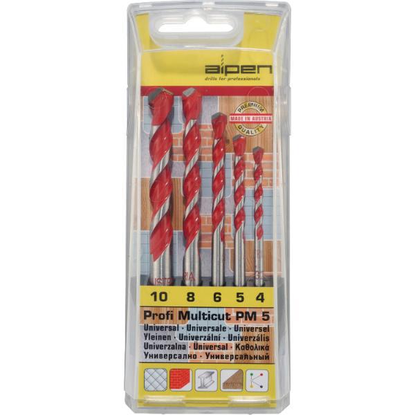 Alpen HM-Universalbohrer-Satz Profi Multicut Bohrer ø 4-10 mm 5-teilig