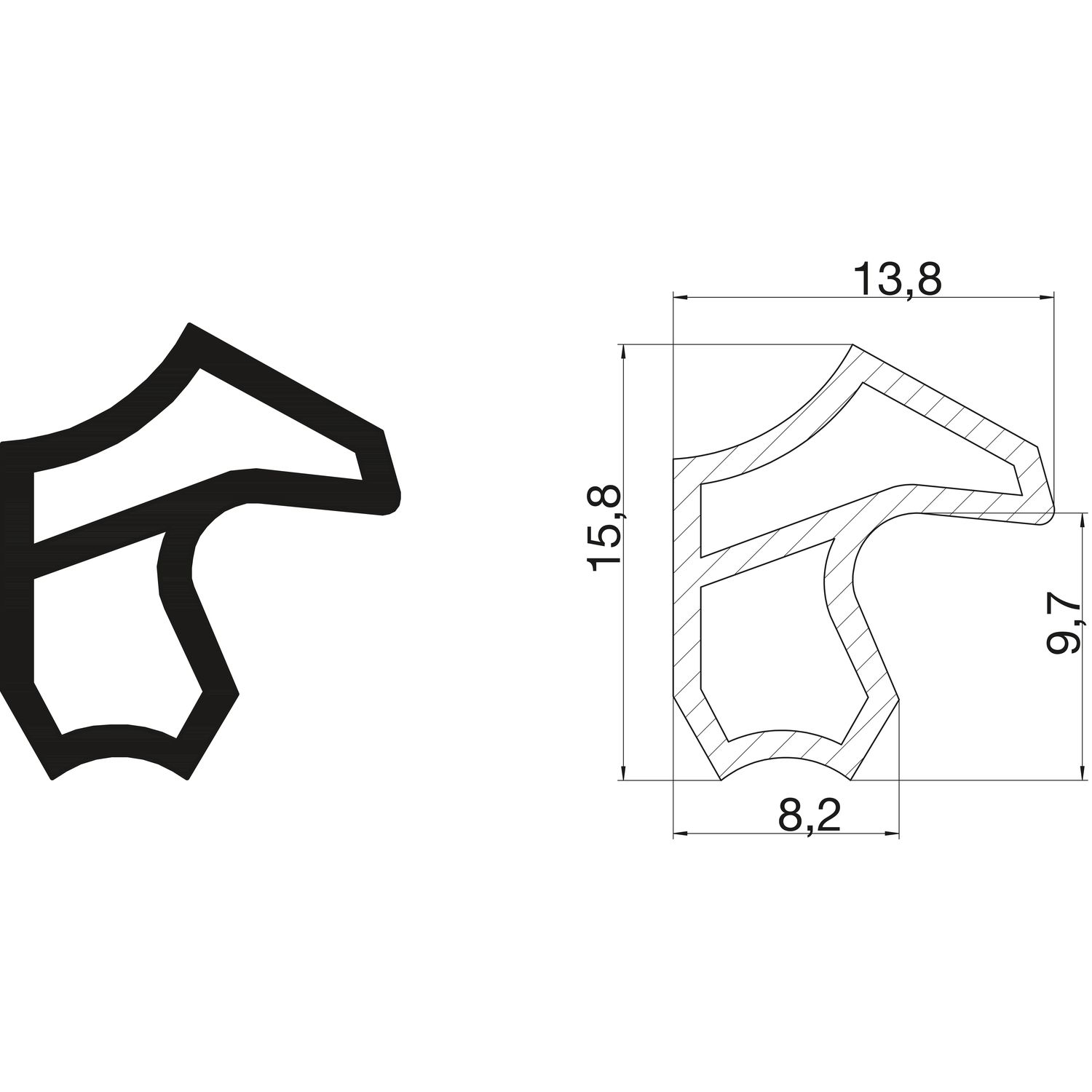 Stahlzargendichtung M 2246, Kunststoff schwarz (5 m)