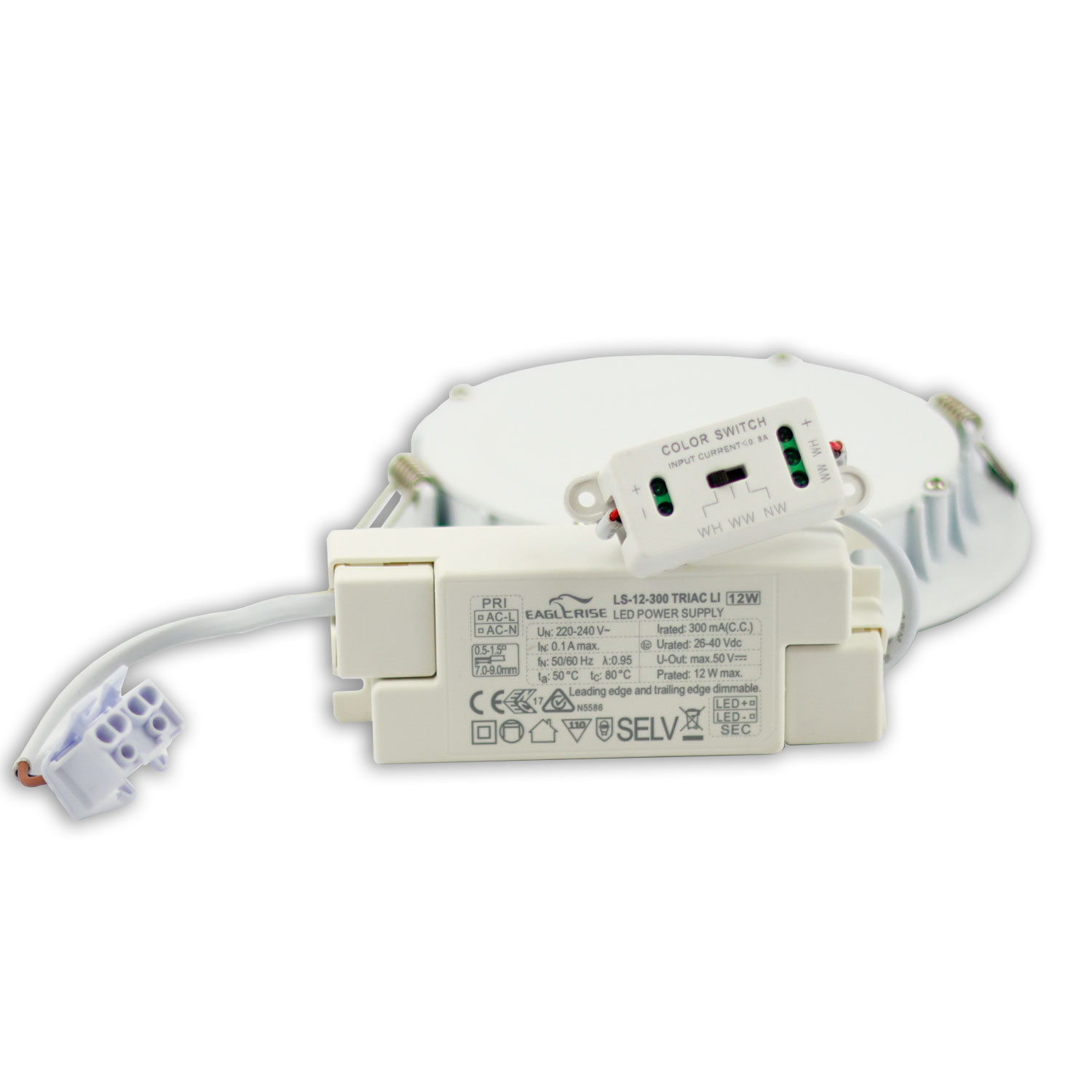 ISOLED LED Downlight 15W ultraflach ColorSwitch 2600|3100|4000K dimmbar