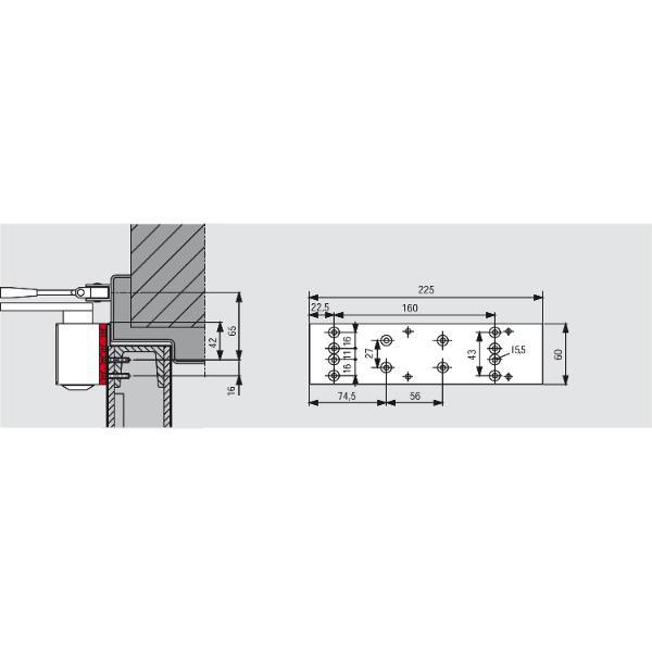 dormakaba Montageplatte für TS 73 V, silber