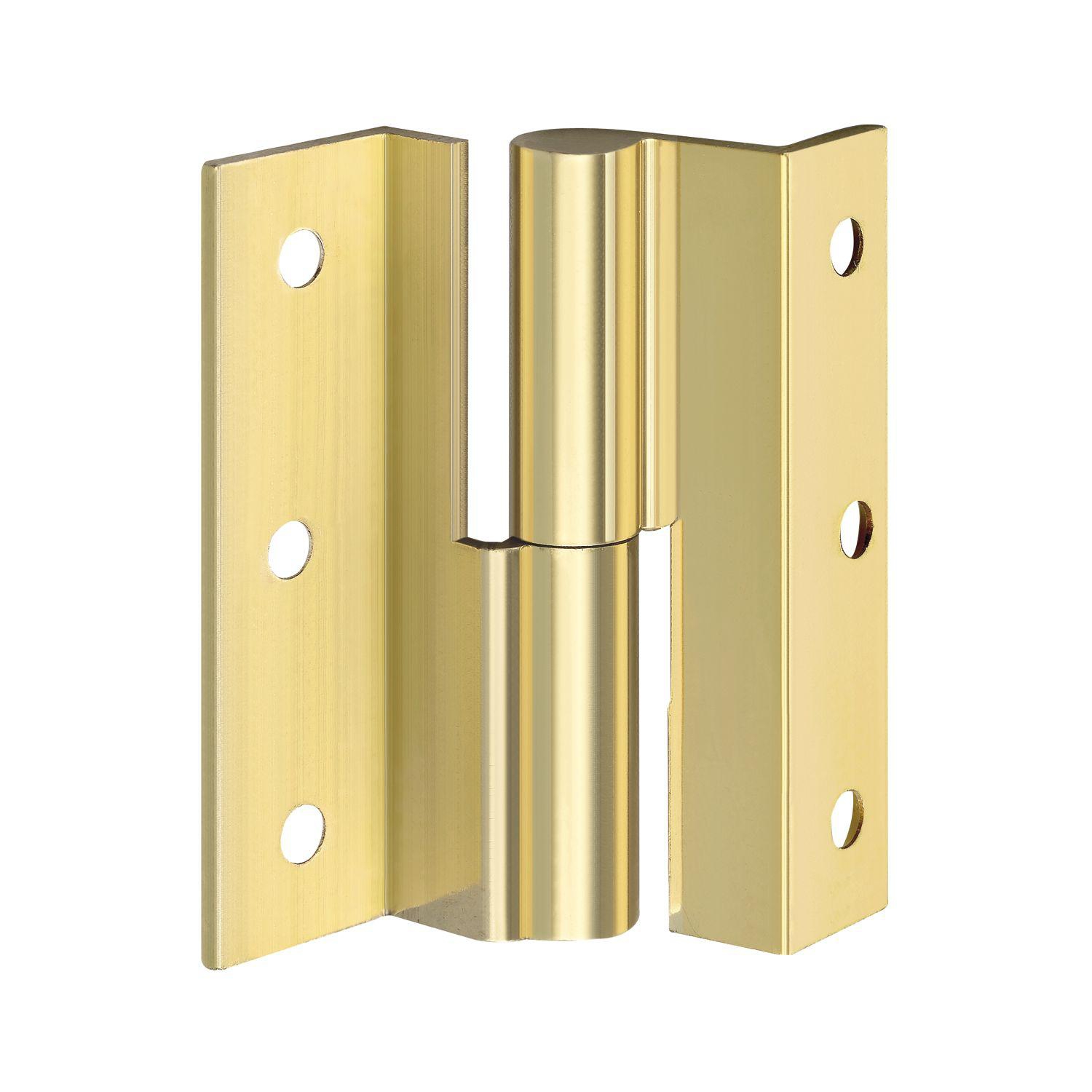Möbelband Kröpfung D, Zylinderkopf links, 50x33 mm, Messing poliert