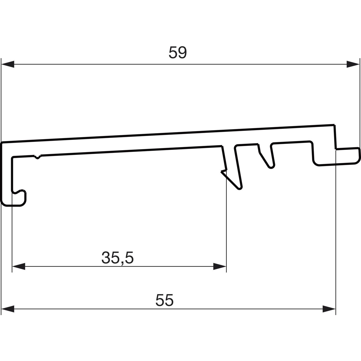 GU Thermostep 164/204 Wetterprofil 144 P2151, FA 28, L=6700 mm, auf Maß, silber (250 mm)