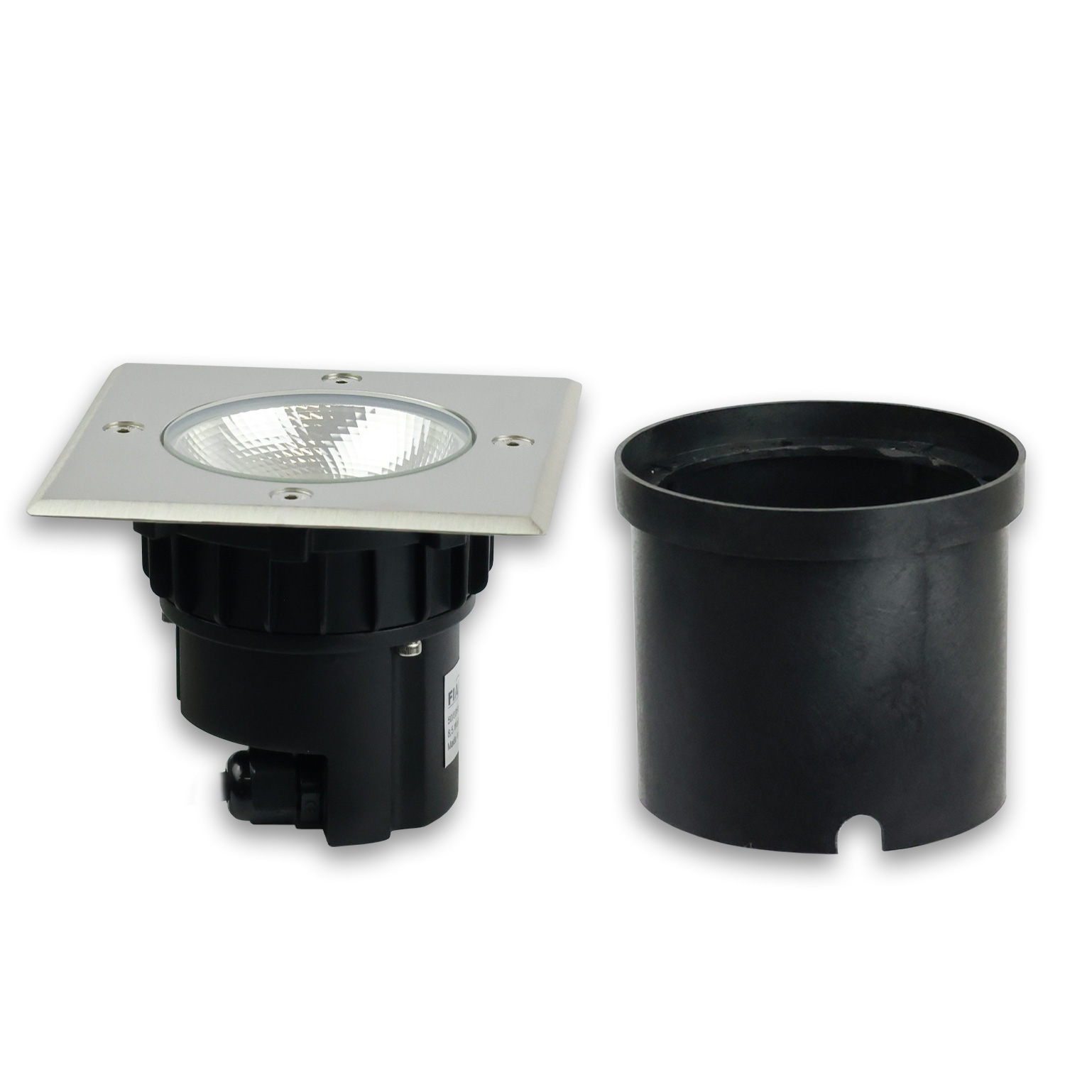 ISOLED LED Bodeneinbaustrahler eckig Edelstahl IP67 7W COB 90° warmweiß