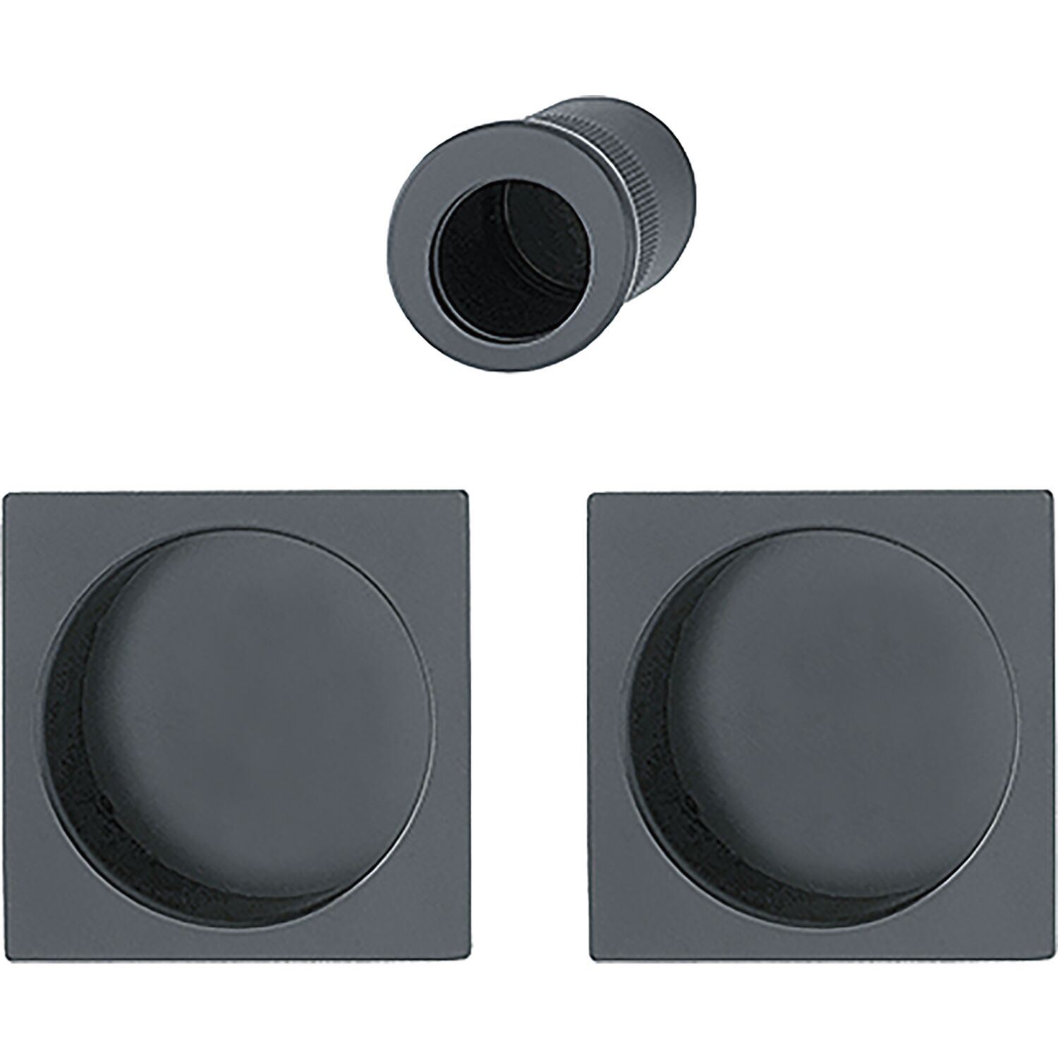 HOPPE Schiebetürmuschel Set 4921 - BL, eckige Rosette, Aluminium schwarz matt