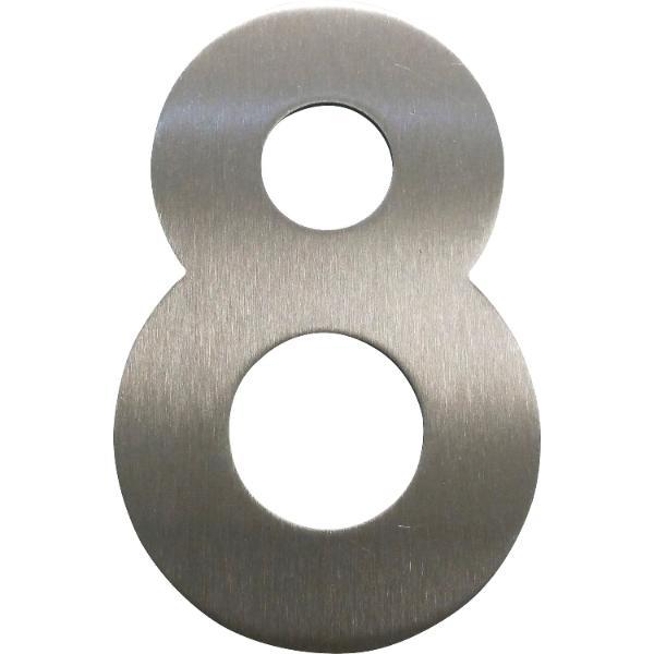 Kampmann Hausnummer 8 - Höhe 120 mm, mit 2 Gewindenocken M5, Edelstahl
