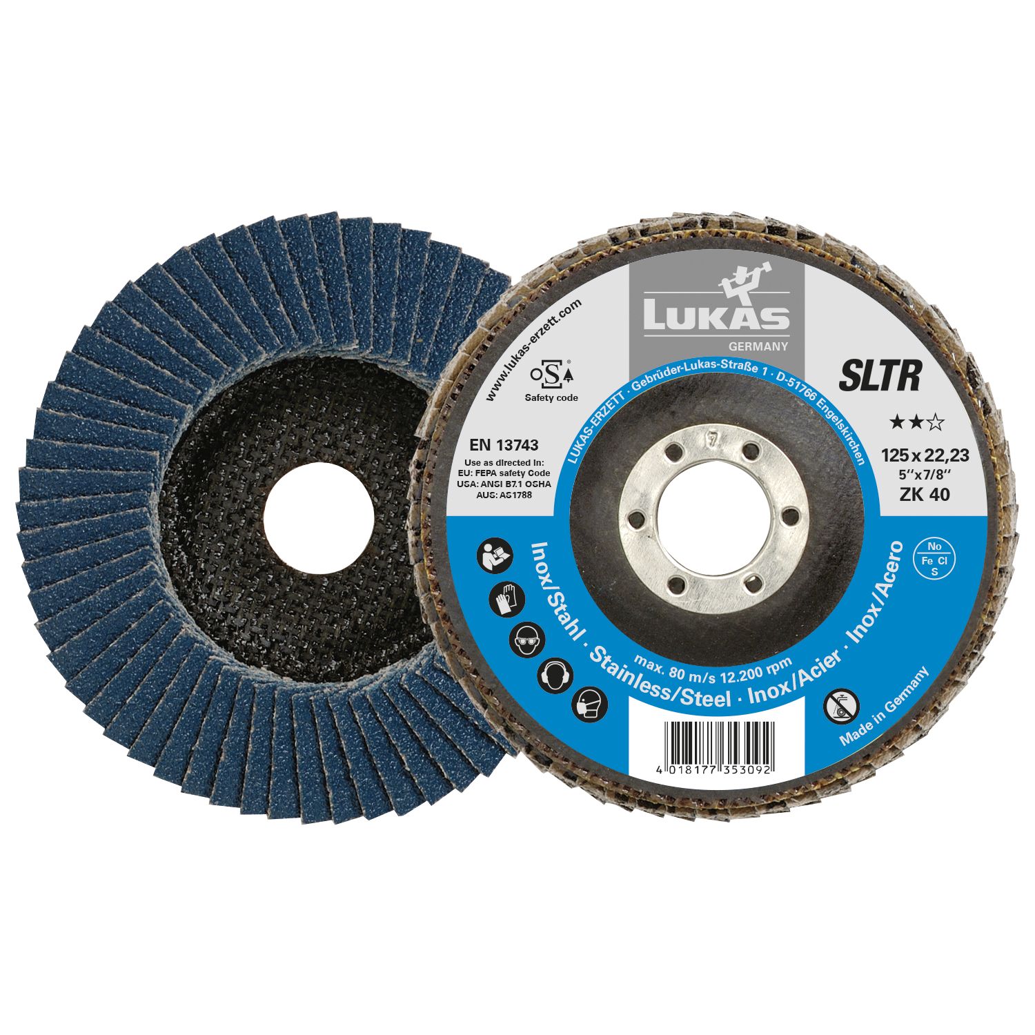 Lukas Schleiflamellenteller SLTR Zirkonkorund ø 115 mm Korn 80