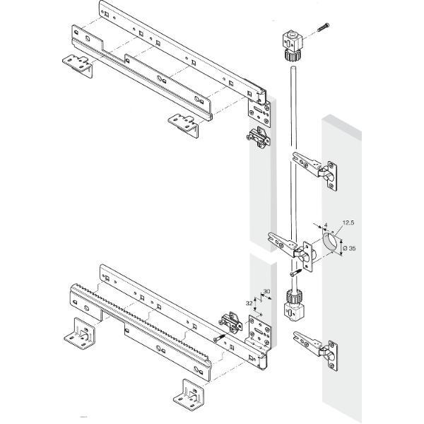 Accuride 1316 Synchronsteuerung, Schienenlänge 500 mm