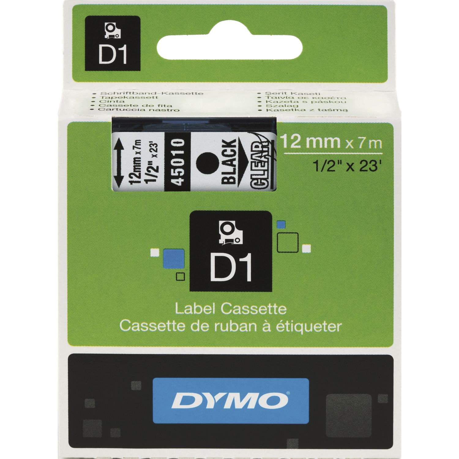 Dymo-Kassetten Beschriftungsband D1 schwarz/gelb Breite 12 mm Länge 7 m