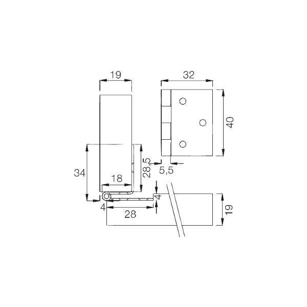 Roto Scharnier gekröpft 28x40mm Stahl verzinkt