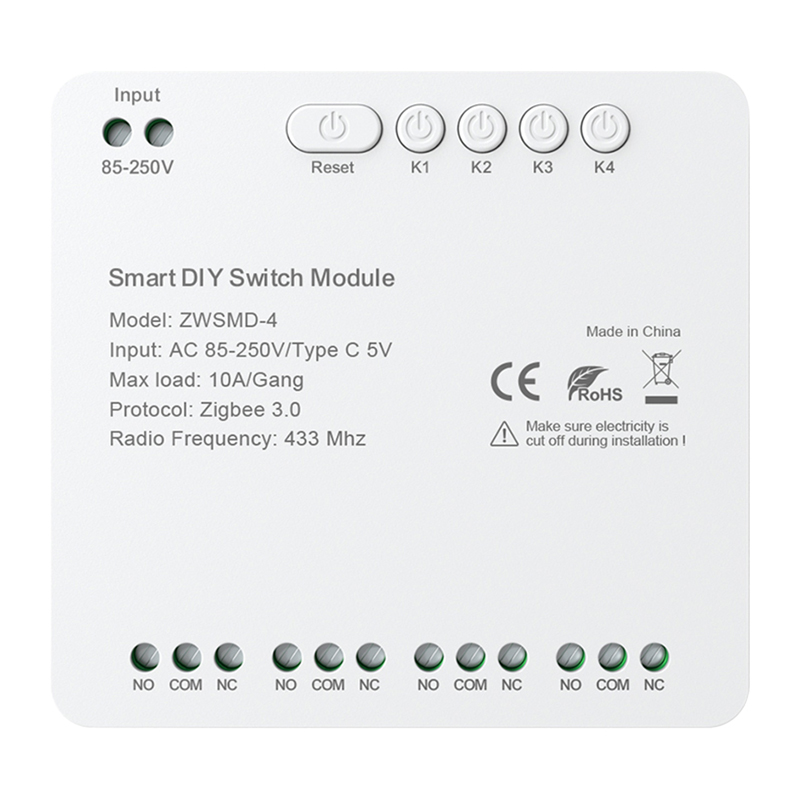 Avatto ZigBee 4kanal Schaltmodul ZWSMMD-4-250V