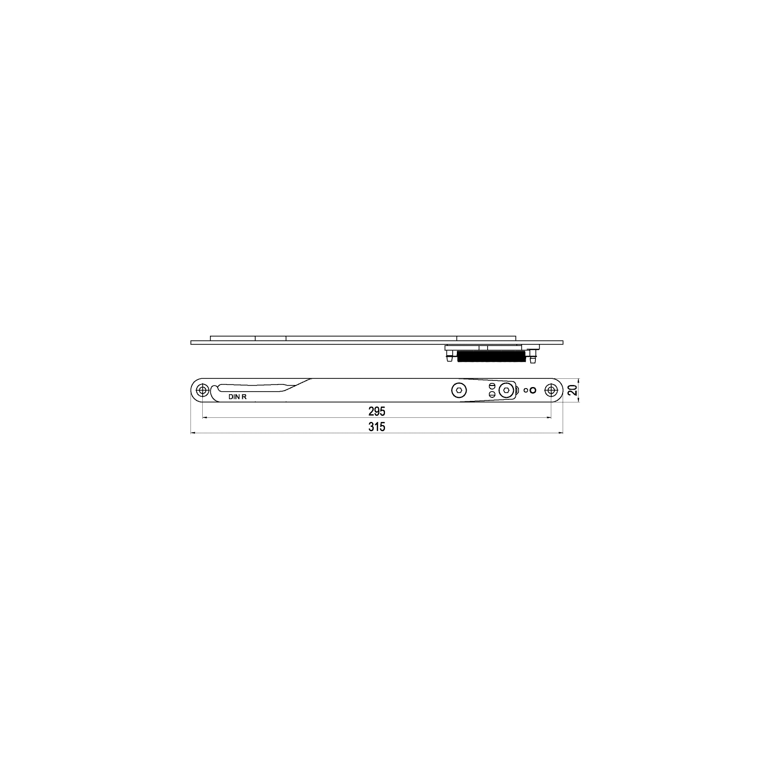 IMH-ABS Mitnehmerhaken GF UNI 20 V Gr.2, 315 x 20 mm,schwarz verzinkt,DIN rechts