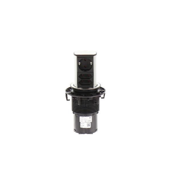 BACHMANN Steckdosenelement Elevator 1 x Schuko.- 2x Eurosteckdose, Edelstahl