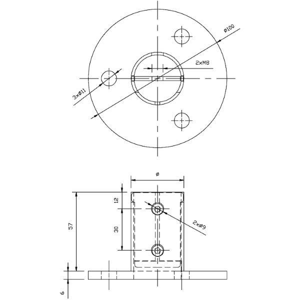 croso Flansch für Rohr ø 42,4 x 2,0 mm, Platten ø 100 mm, Edelstahl V2A