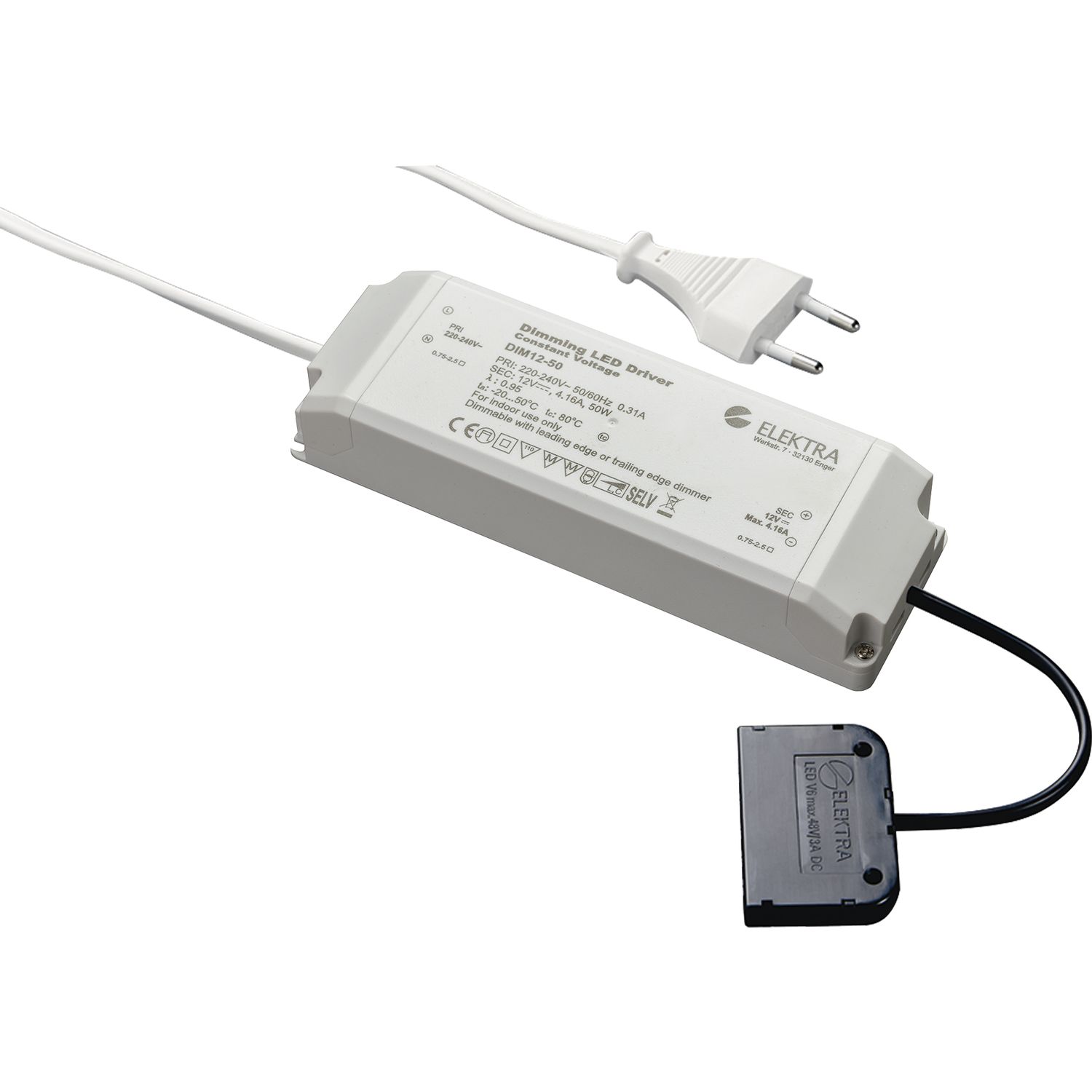 Elektra LED-Netzgerät NG49, 12 V/DC, dimmbar, 6-fach Verteiler, Leistung 50 W