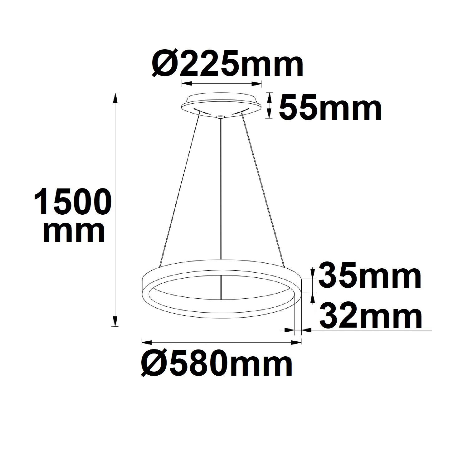 ISOLED LED Hängeleuchte Orbit 580 schwarz 48W rund ColorSwitch 3000|3500|4000K dimmbar