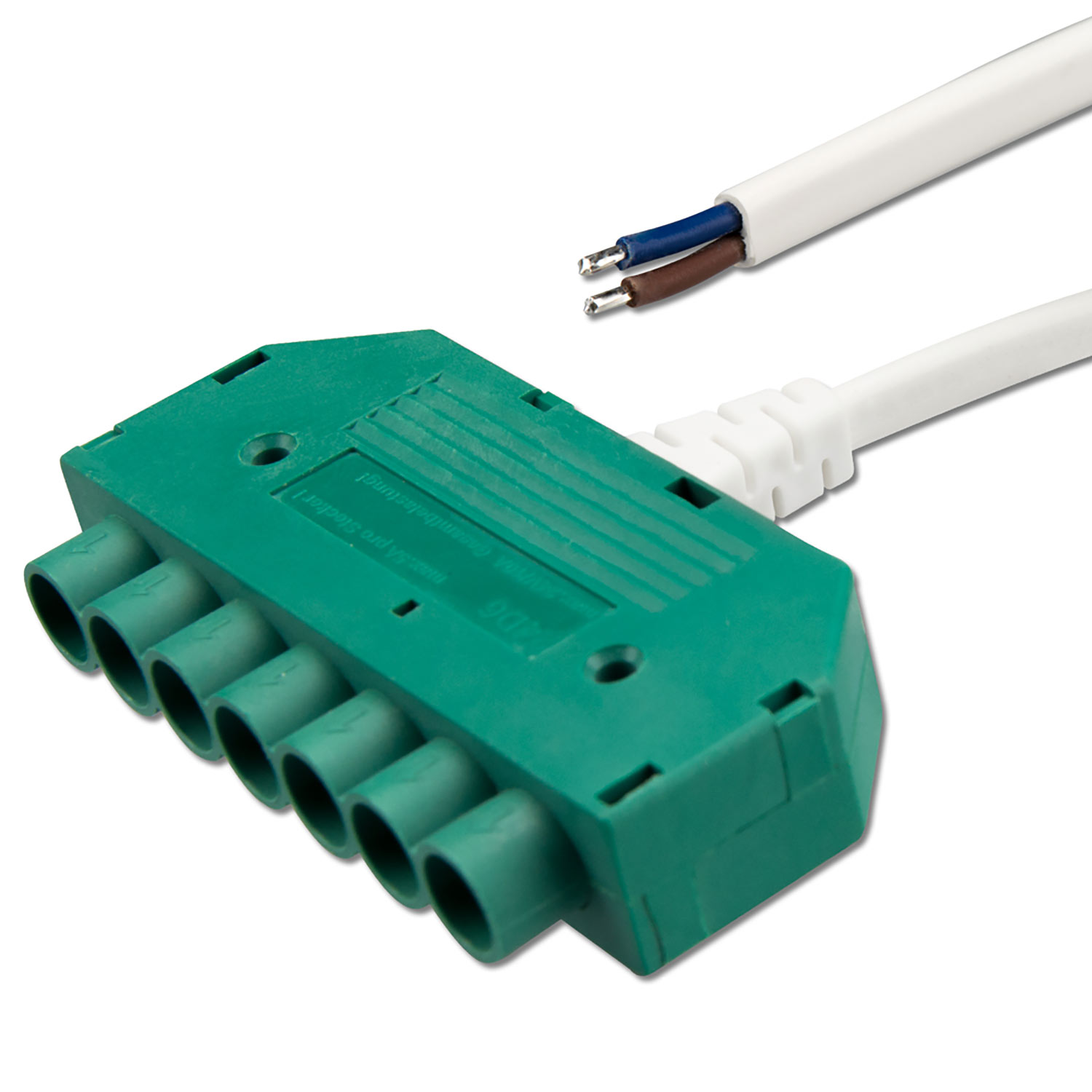ISOLED Mini-Plug 6-fach Verteiler female 1m 2x0,75 IP54 weiß-grün max. 48V/6A