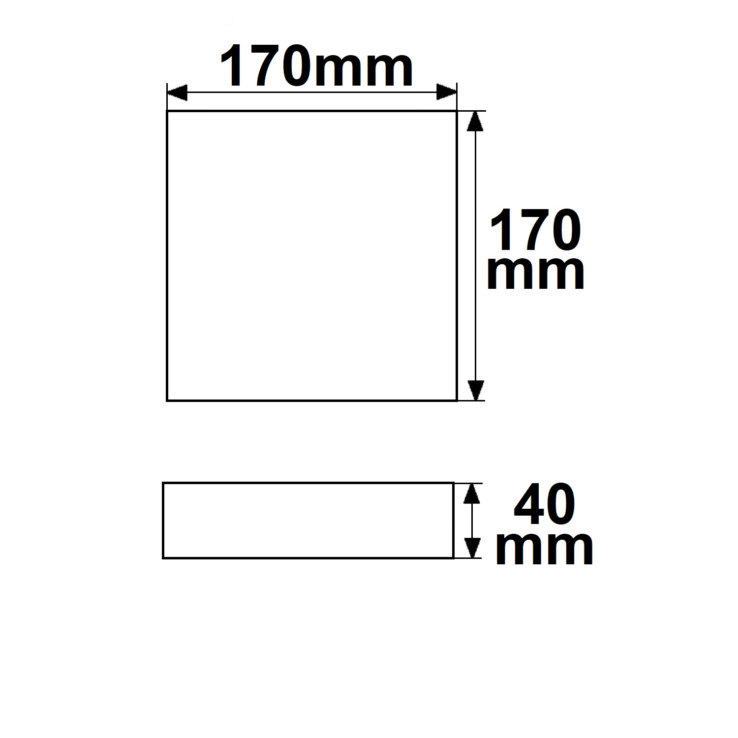 ISOLED LED Deckenleuchte PRO schwarz 15W eckig 170x170mm ColorSwitch 2700|3000|4000K dimmbar