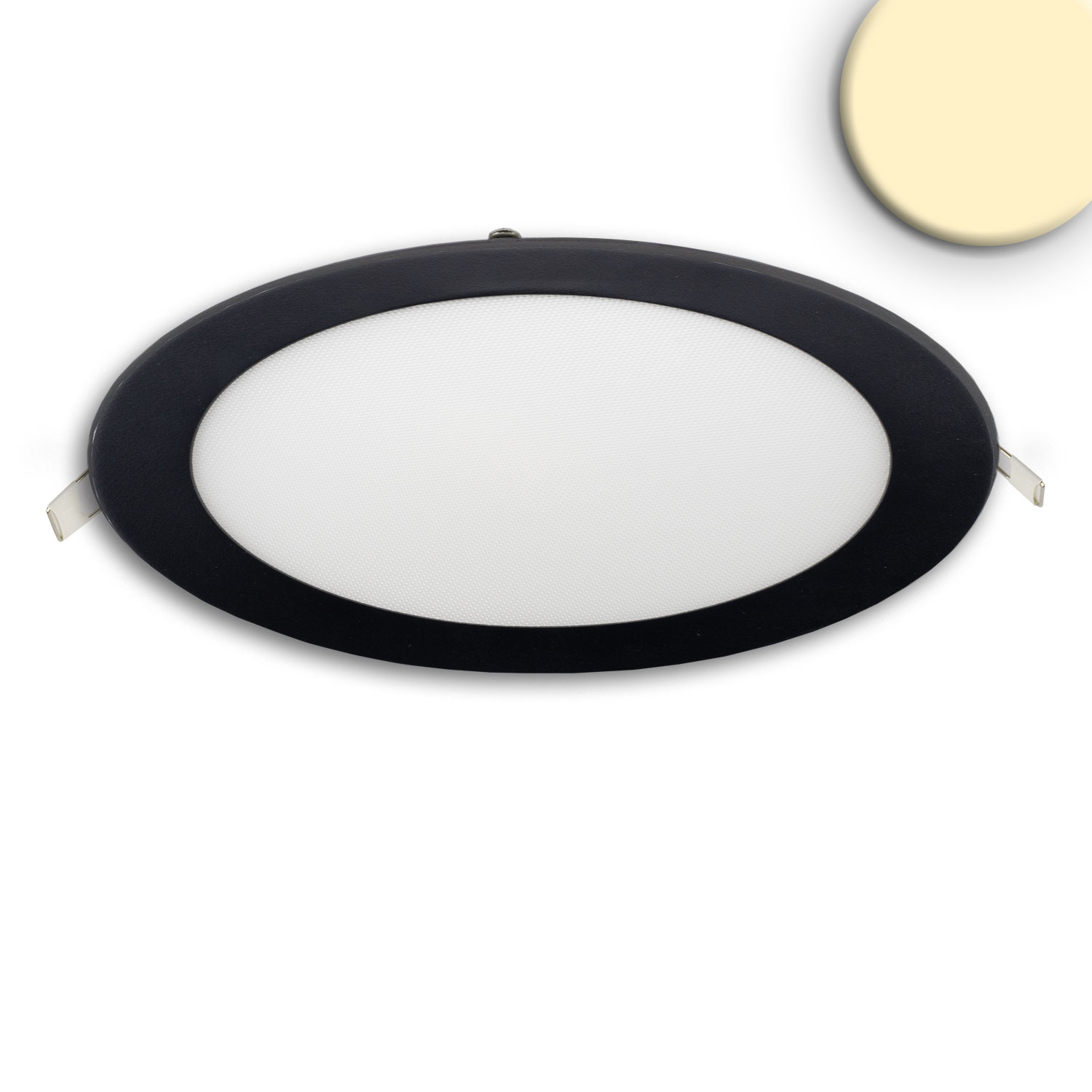 ISOLED LED Downlight 18W rund ultraflach blendungsreduziert schwarz warmweiß CRI90