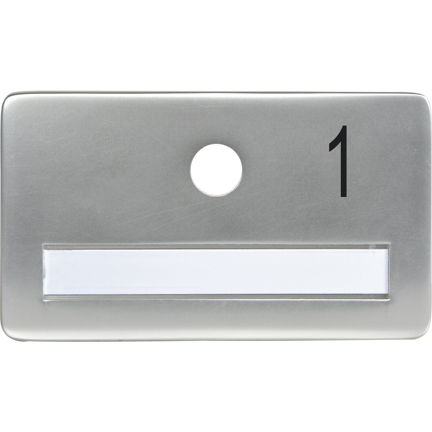 SOLIDO Namensschild ohne Spion, Bohrung ø 14, Alu silber eloxiert, Gravur Nr. 1