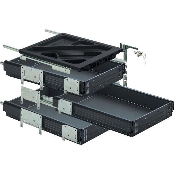 HETTICH Systema Top 2000 Container-Set Sil Sys, Vollauszug, ET 730, schw.