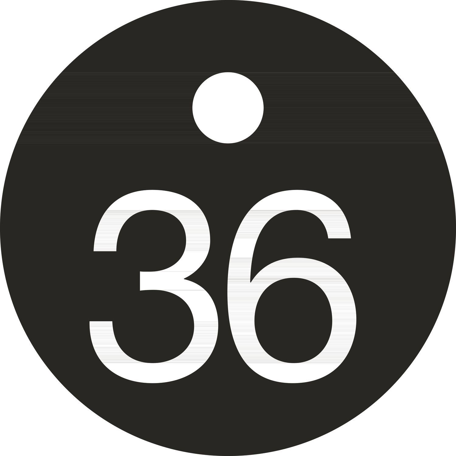 ninka Schlüsselnummer - ø 25, Nummer 36, Aluminium schwarz eloxiert