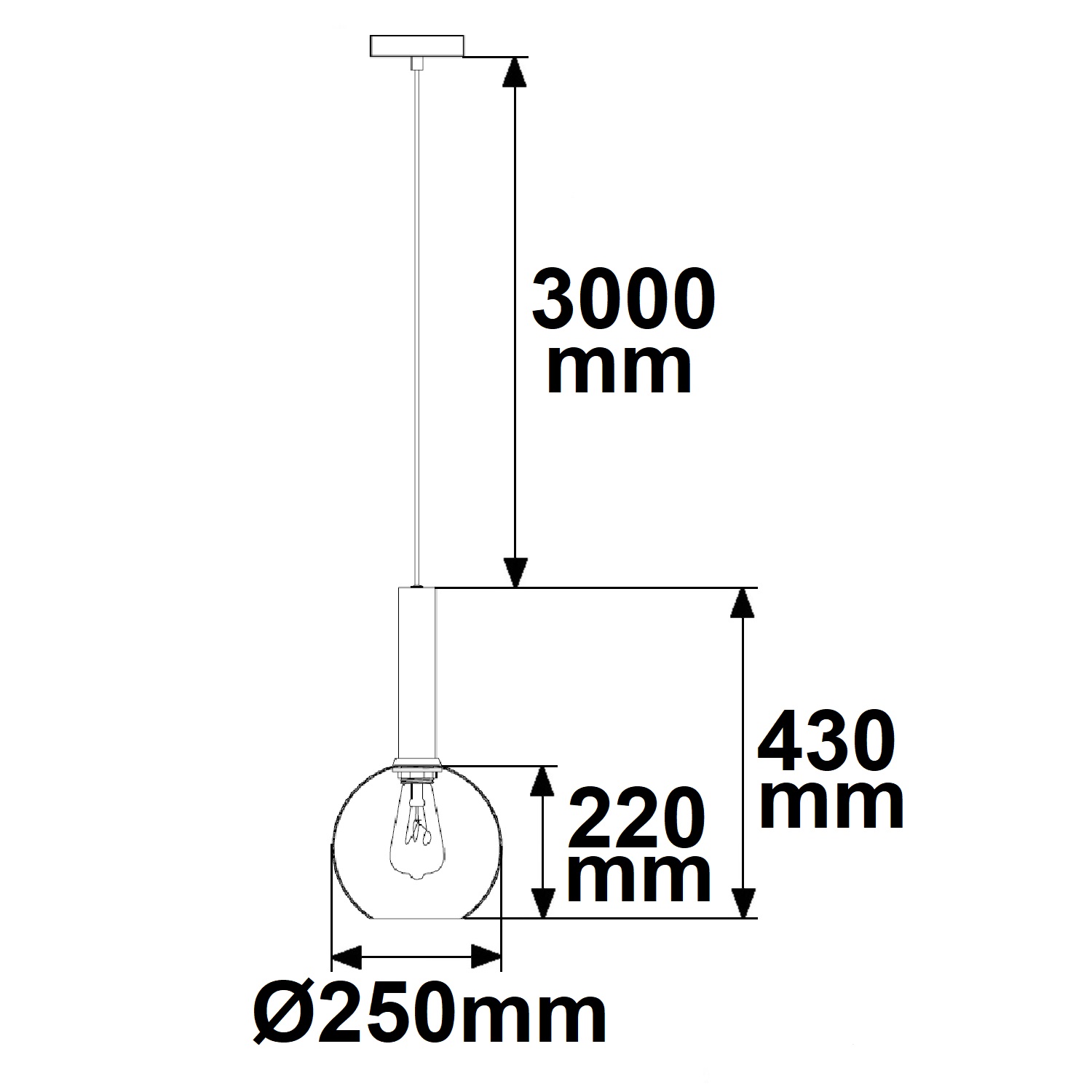 ISOLED Pendelleuchte amber round Glas E27 25cm 50-300cm exkl. Leuchtmittel exkl. Baldachin