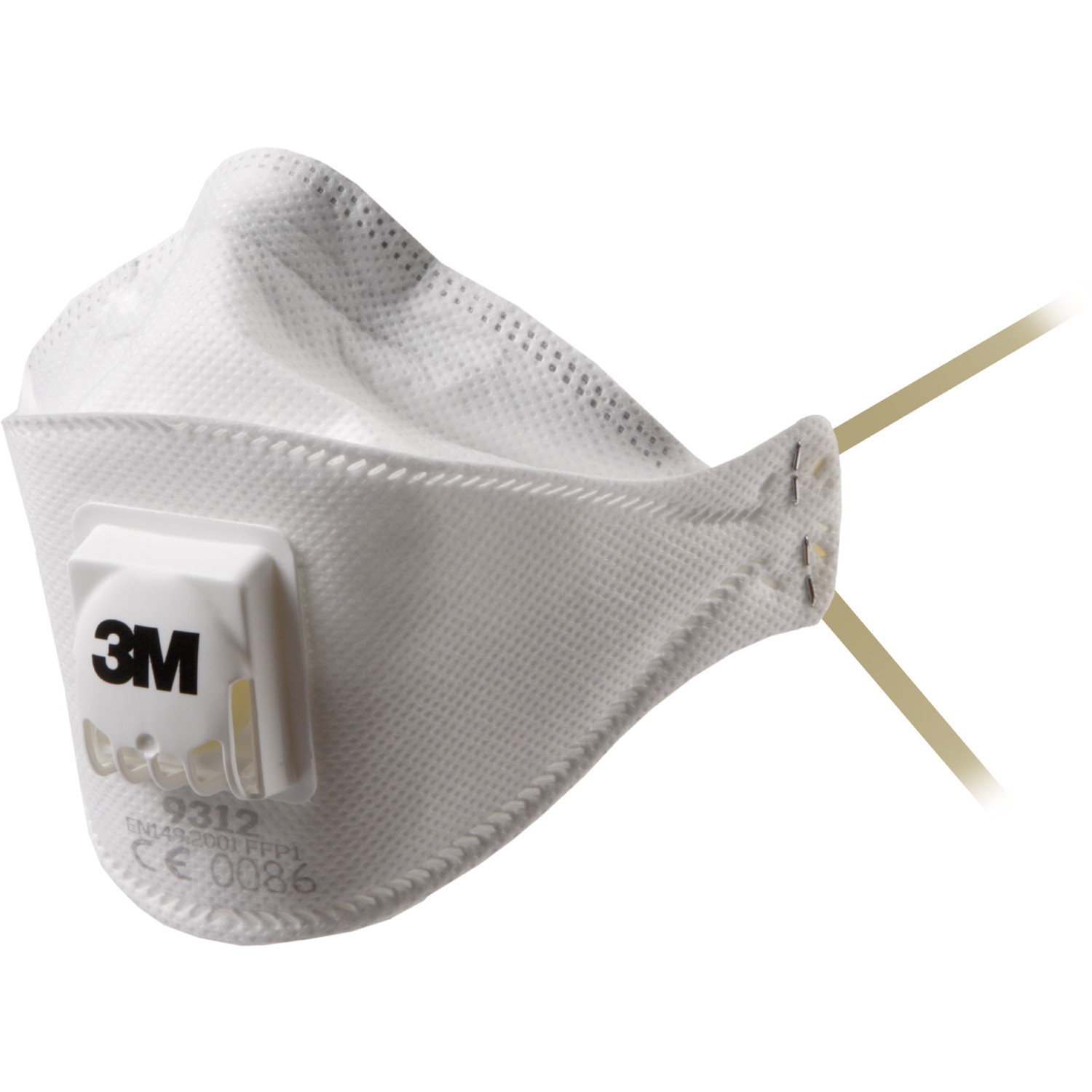 3M Feinstaubmaske 9312+ Filterklasse P1mit Ausatemventil Gummiband gelb (10 Stück)