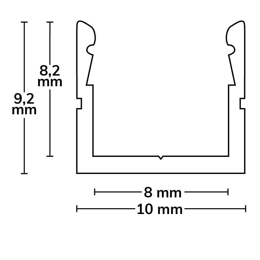 ISOLED LED Aufbauprofil SURF8 Aluminium schwarz RAL 9005 200cm