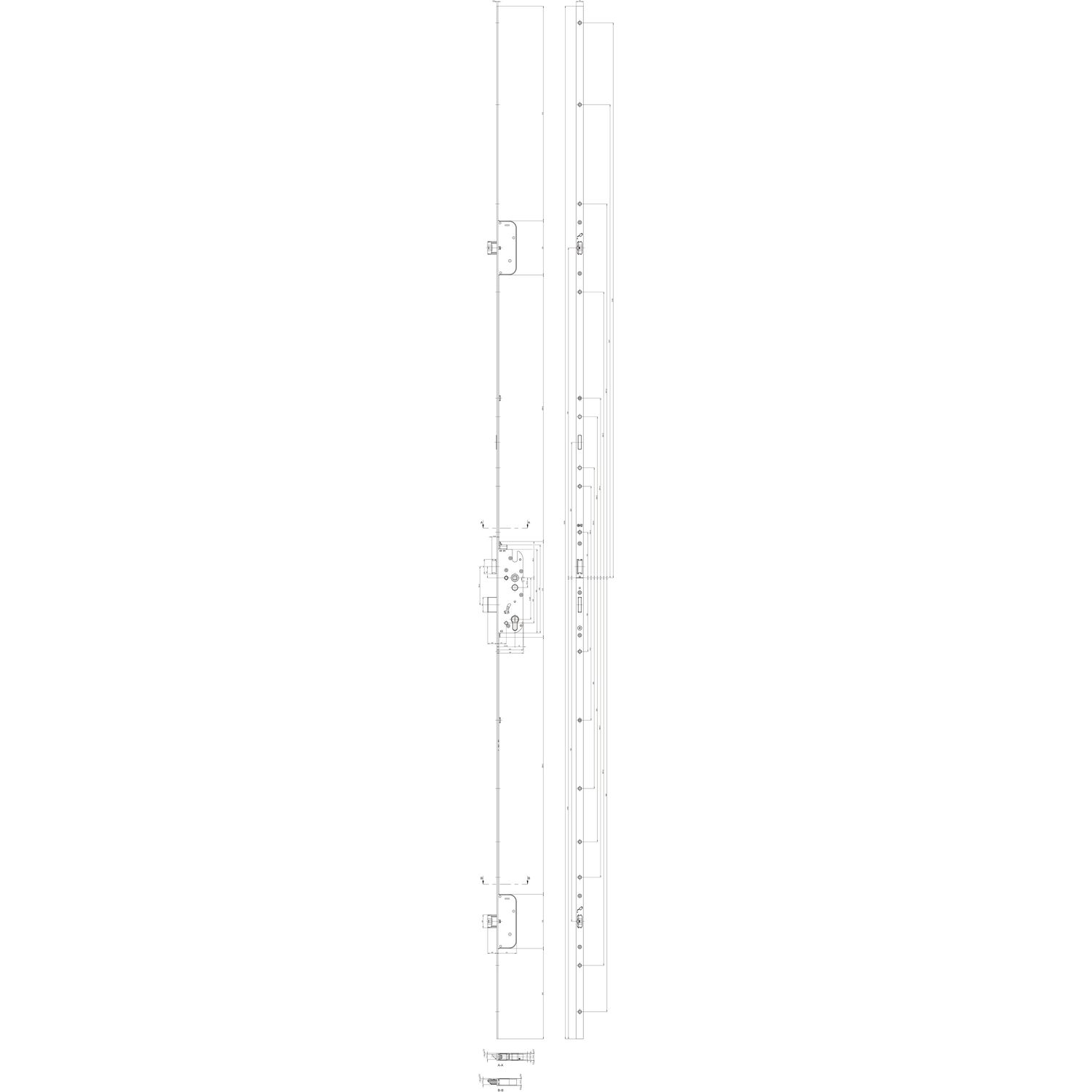 GU MFV-Schloss Secury Automatic DIN, DM 40,Stulp 2285 x 16 x 3mm eckig, silber