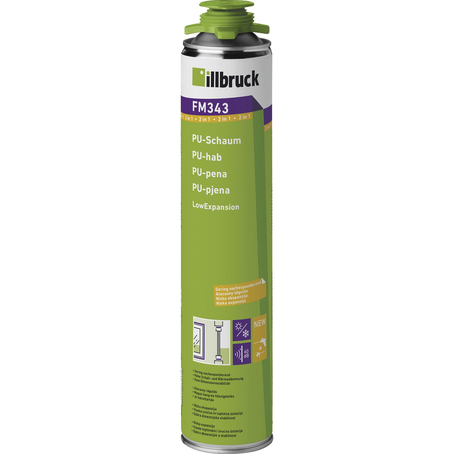 illbruck FM343 1K-Pistolenschaum B3 850ml (Low Expansion), - 48L Ausbeute