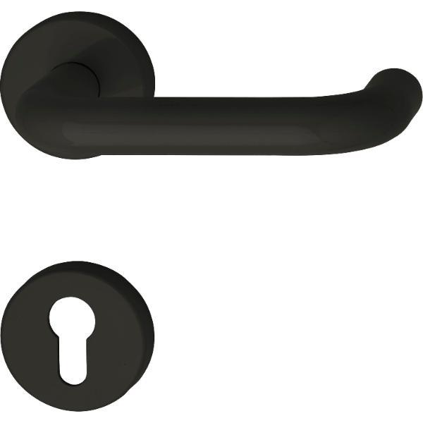 Drückergarnitur 111.20 R - auf Rosette PZ, 38 - 48, tiefschwarz