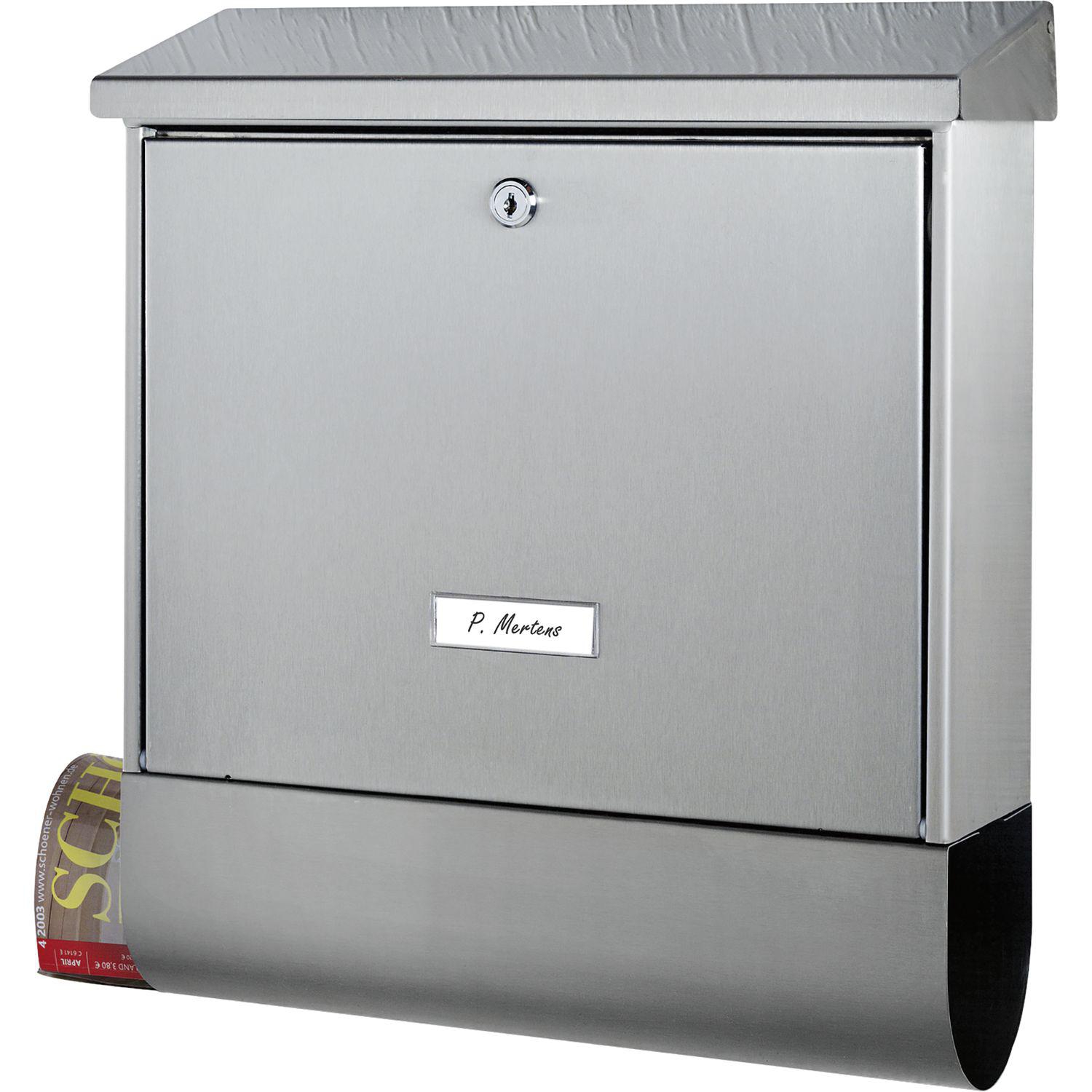 BURG Briefkasten INOXSTAR Höhe 425 mm - mit Zeitungsbox, Edelstahl rostfrei