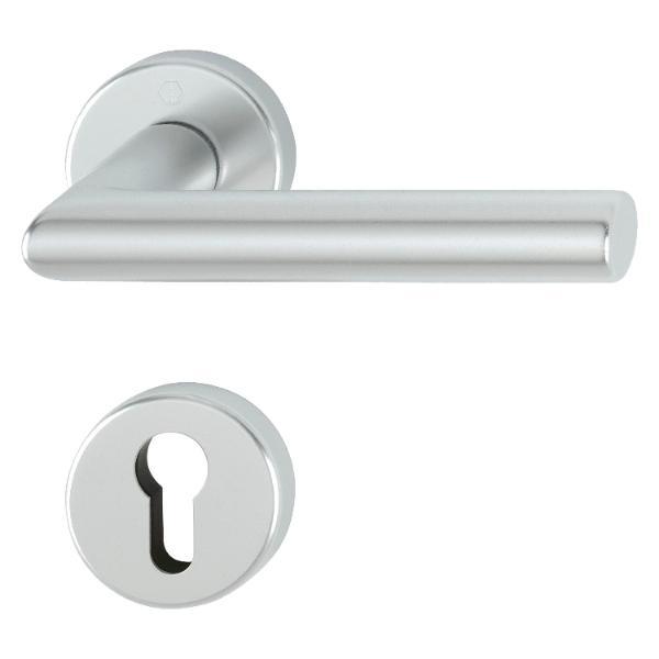 Hoppe FH-Drückergarnitur AMSTERDAM - auf Rosette PZ, 40 - 45, silber eloxiert