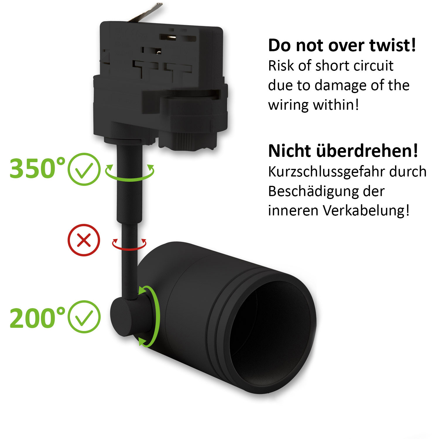 ISOLED 3-Phasen Schienen-Adapter für GU10-Spots schwarz matt