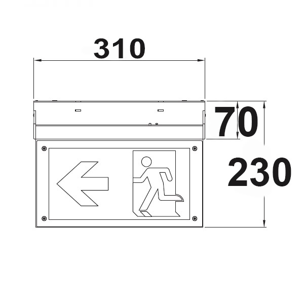 ISOLED Vertikales Schild für LED Notlicht/Fluchtwegleuchte UNI4/UNI7