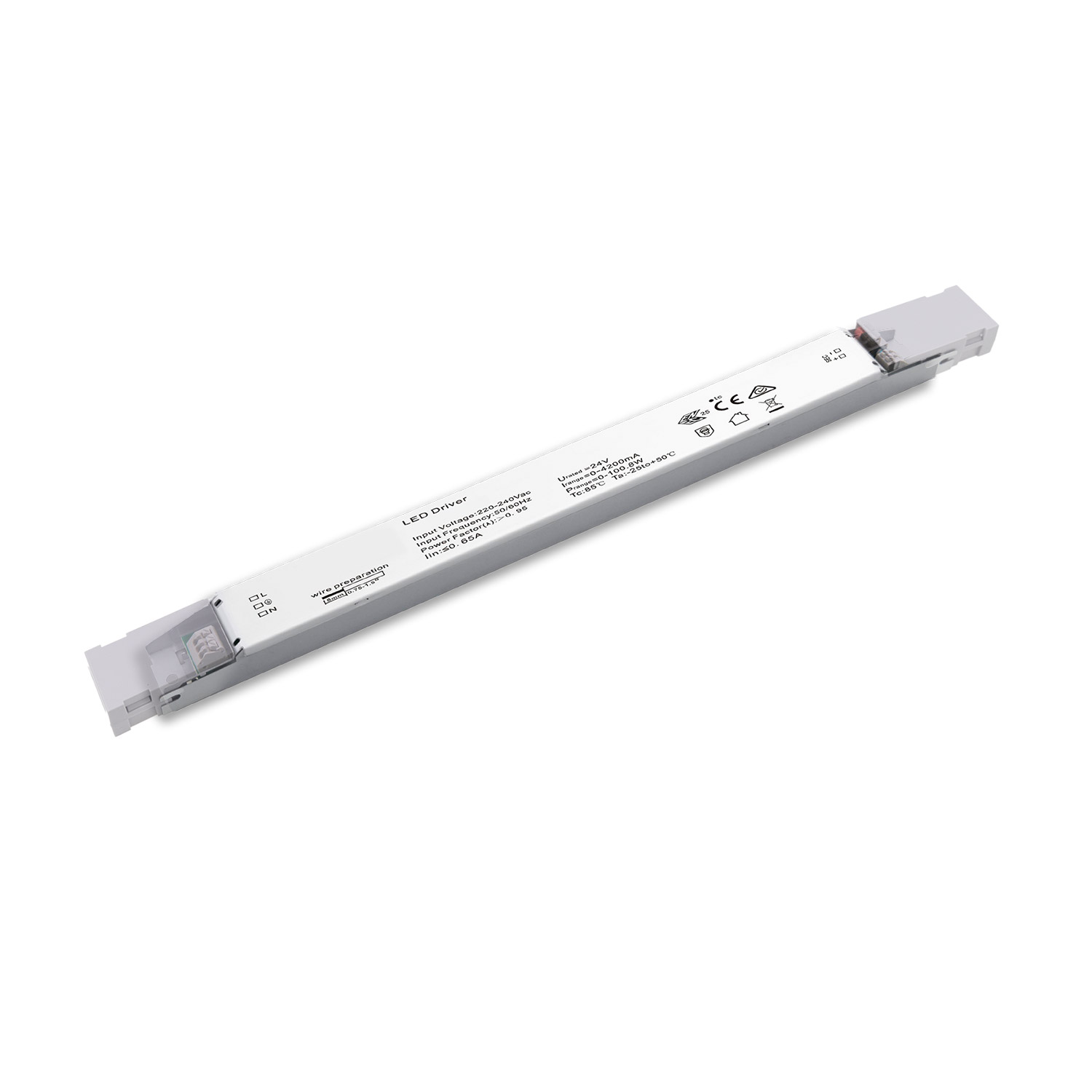 ISOLED LED Leuchten-Trafo 24V/DC 0-100W SELV flach schmal
