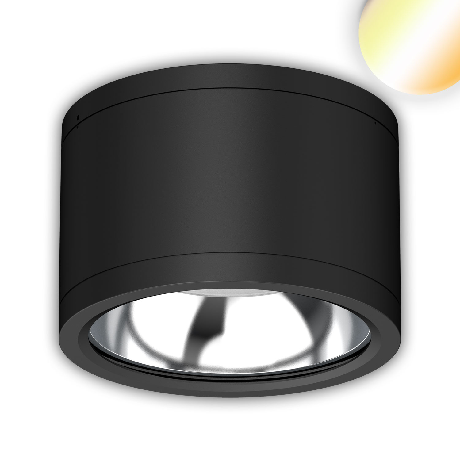 ISOLED LED Deckenaufbaustrahler IP65 schwarz 25W ColorSwitch 3000|4000|5000K dimmbar