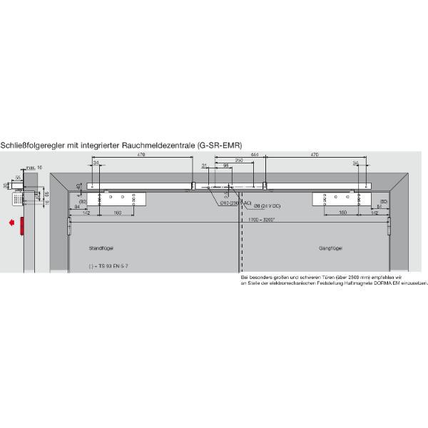 dormakaba Türschließer TS 93 B GSR-EMR1-V,EN 2-5, 2-flg. Gleitschiene, silber