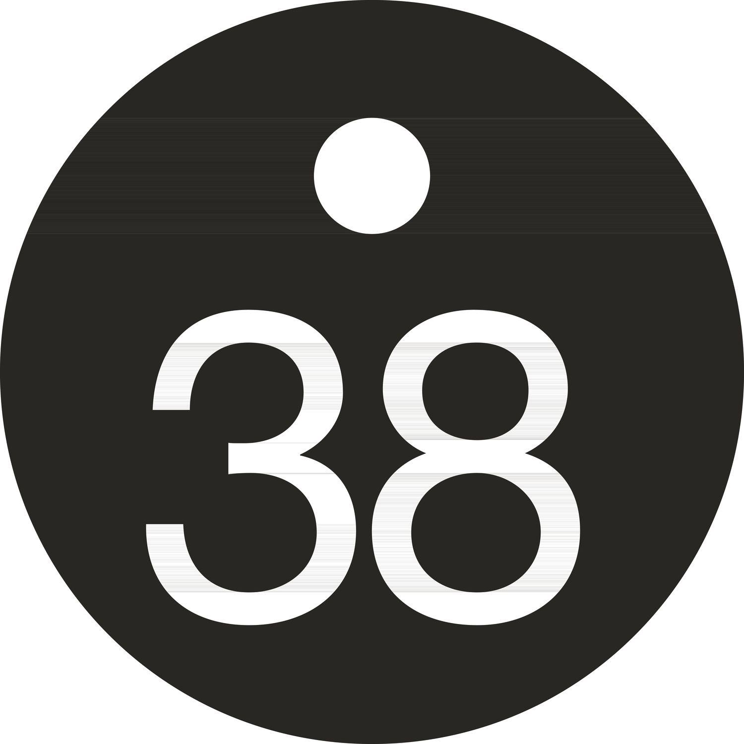 Schlüsselnummer - ø 25, Nummer 38, Aluminium schwarz eloxiert