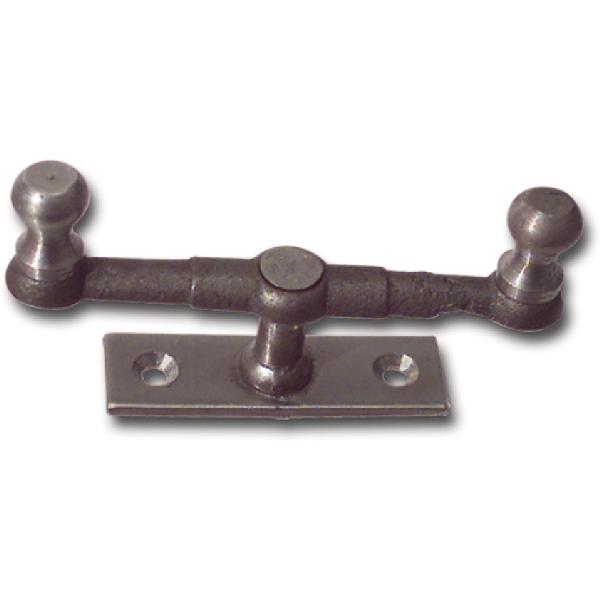 Doppelreiber mit Eisenknopf auf eckiger, gerader Platte, 20 mm, Stahl blank