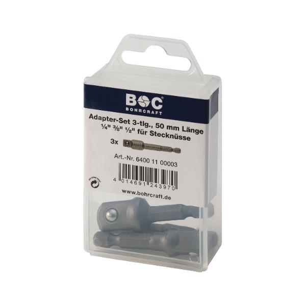 Bohrcraft Bit Adapter-Satz 1/4", 3/8", 1/2" Länge 50 mm 3-teilig