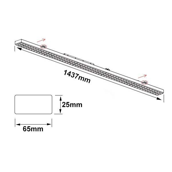 ISOLED FastFix LED Linearsystem S Modul 1,5m 25-75W 4000K 180lm/W 25° links/25° rechts