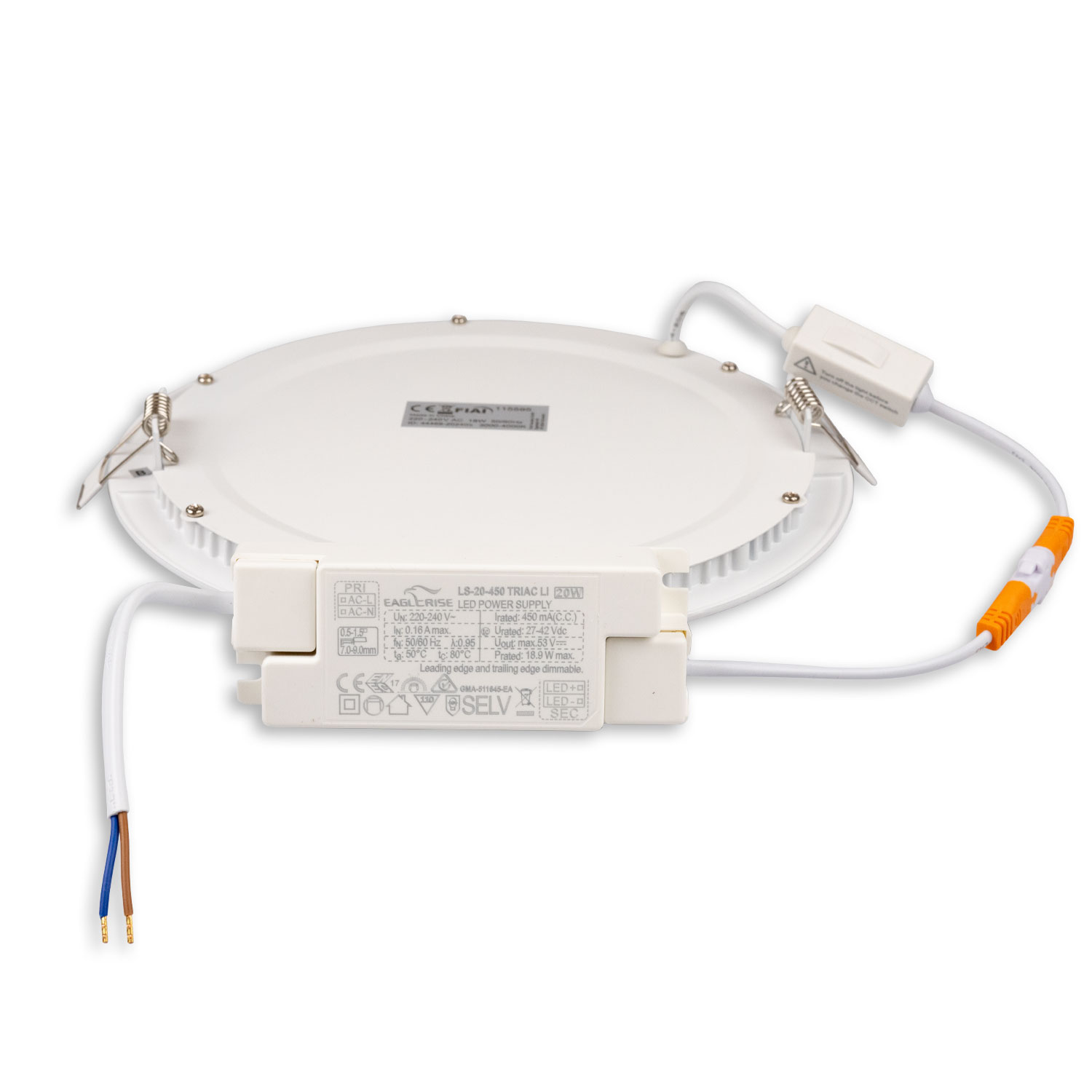 ISOLED LED Downlight 18W rund ultraflach weiß 225mm ColorSwitch 3000|3500|4000K dimmbar