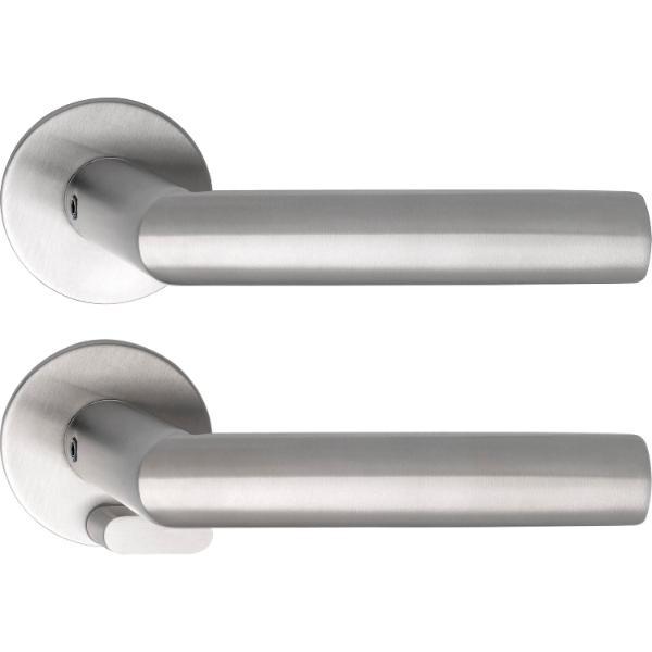 SOLIDO Solo Drückergarnitur VADUZ - Flachrosette rund, WC, blind, Edelstahl