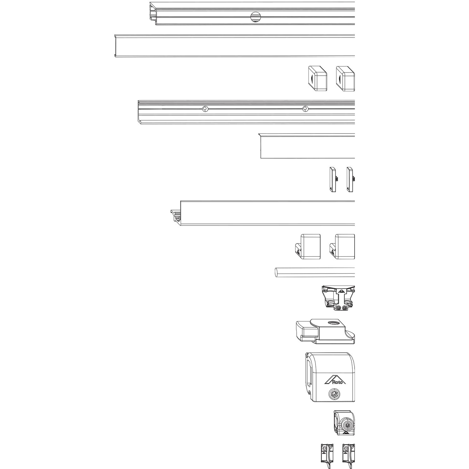 Roto Patio Alversa Schienen-Set Halteschiene 13 mm natursilber FFB 1451-1650 mm