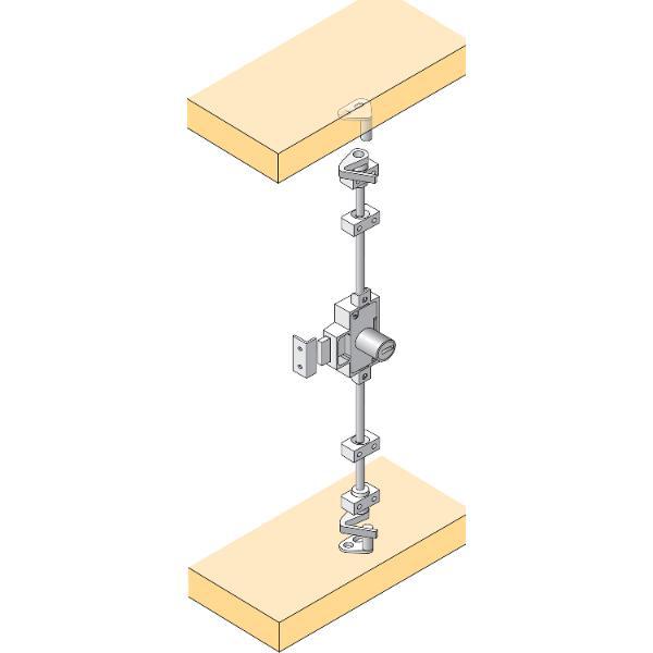 Hettich Prestige 2000 Zylinder-Drehstangenschloss Z23 Set Dornmaß 25 L20 vernickelt