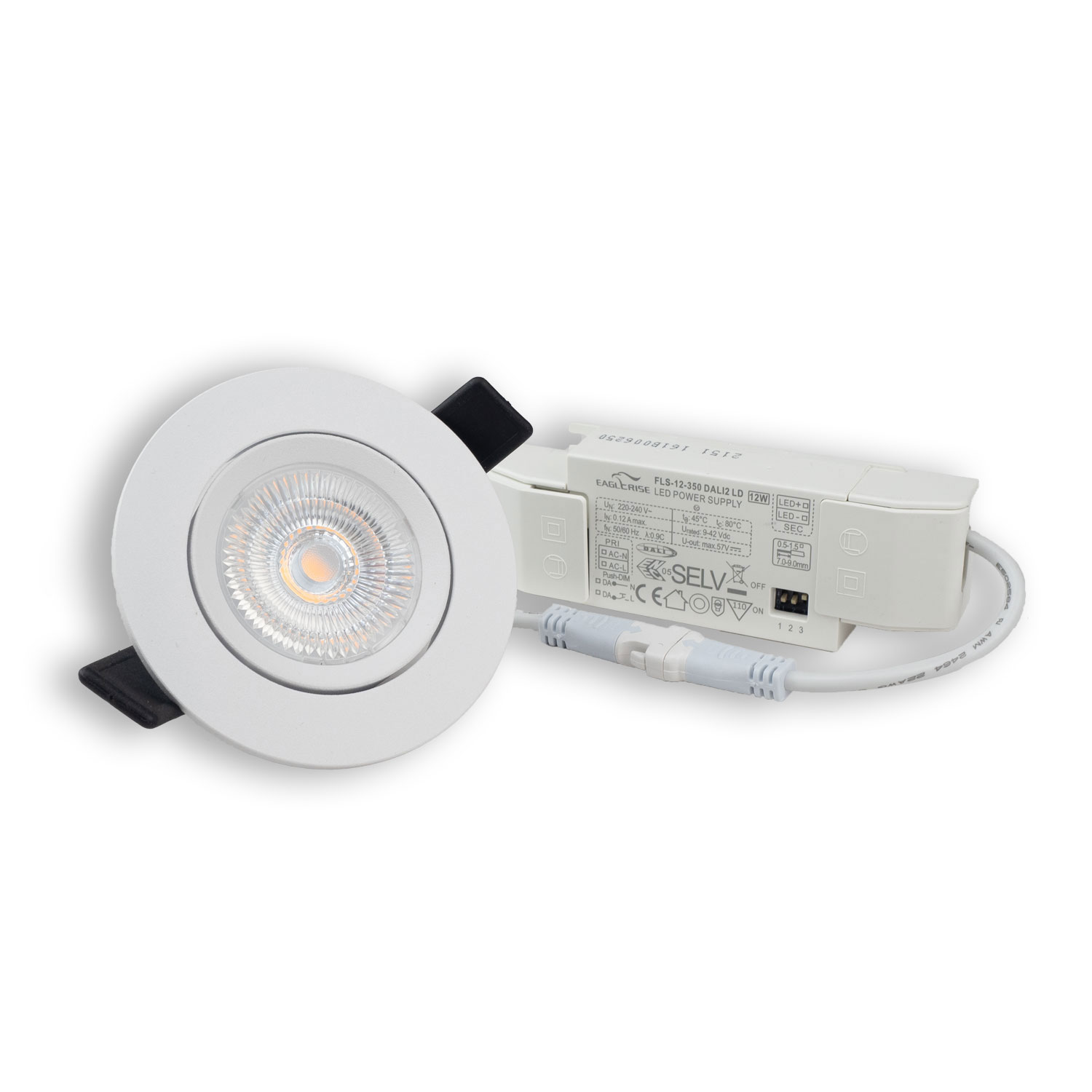 ISOLED LED Einbauleuchte Slim68 Alu weiß rund 9W warmweiß DALI dimmbar