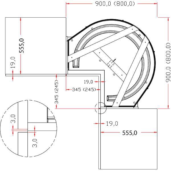 ninka mondo Eckschrank-Drehbeschlag Winkelfalttür 90 Grad Korpusbreite 900mm