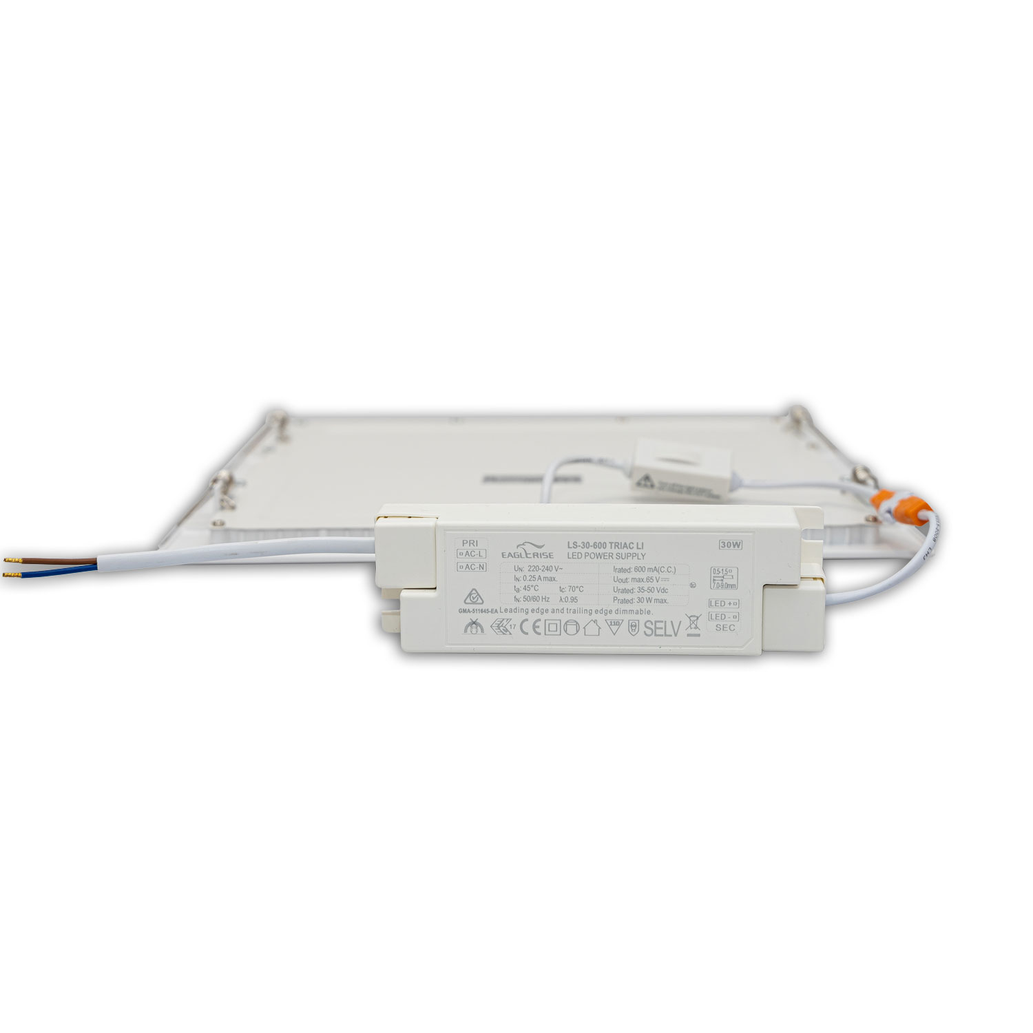 ISOLED LED Downlight 24W eckig ultraflach weiß 300x300mm ColorSwitch 3000|3500|4000K dimmbar