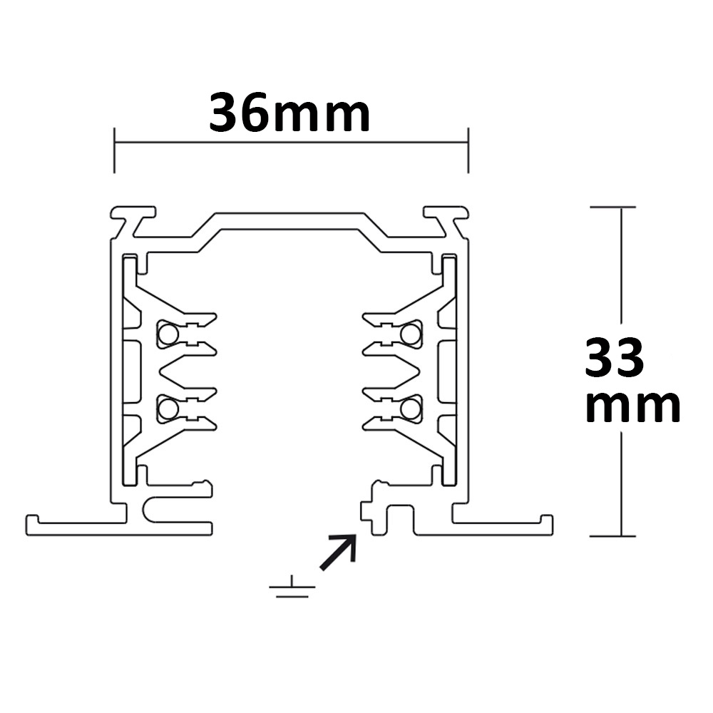 ISOLED 3-Phasen Classic Einbau-Stromschiene 2m schwarz